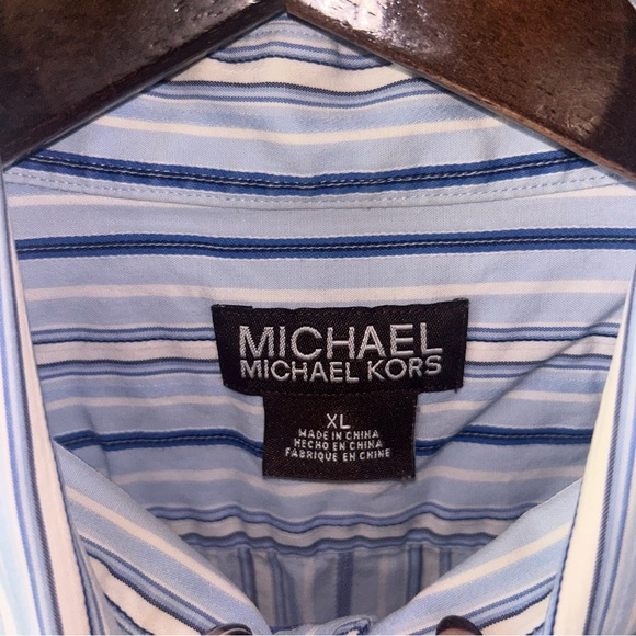 Michael Kors Light Blue and White Striped Shirt - Picture 2 of 5